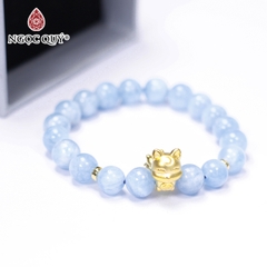 Vòng tay đá Aquamarine tự nhiên phối charm - Mẫu VC0311 - Ngọc Quý
