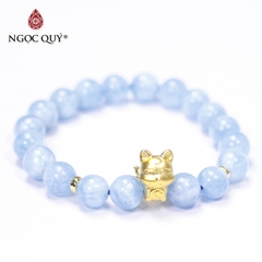 Vòng tay đá Aquamarine tự nhiên phối charm - Mẫu VC0311 - Ngọc Quý