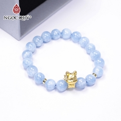 Vòng tay đá Aquamarine tự nhiên phối charm - Mẫu VC0311 - Ngọc Quý