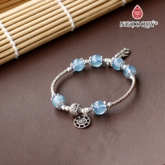 Vòng tay đá Aquamarine tự nhiên phối charm - Mẫu VC0314 - Ngọc Quý