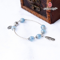 Vòng tay đá Aquamarine tự nhiên phối charm - Mẫu VC0314 - Ngọc Quý