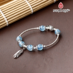 Vòng tay đá Aquamarine tự nhiên phối charm - Mẫu VC0314 - Ngọc Quý