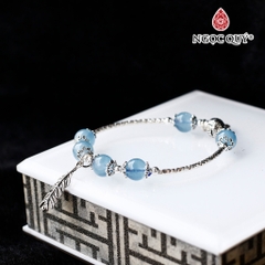Vòng tay đá Aquamarine tự nhiên phối charm - Mẫu VC0314 - Ngọc Quý