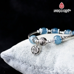 Vòng tay đá Aquamarine tự nhiên phối charm - Mẫu VC0314 - Ngọc Quý