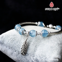 Vòng tay đá Aquamarine tự nhiên phối charm - Mẫu VC0314 - Ngọc Quý