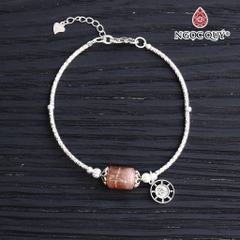Vòng tay đá Đào hoa tự nhiên phối charm - Mẫu VC0323 - Ngọc Quý