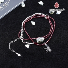 Vòng tay đá Garnet tự nhiên phối charm - Mẫu VC0347 - Ngọc Quý