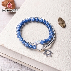 Vòng tay đá Kyanite tự nhiên phối charm - Mẫu VC0353 - Ngọc Quý