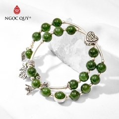 Vòng tay đá Ngọc bích tự nhiên phối charm - Mẫu VC0373 - Ngọc Quý