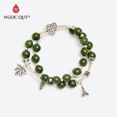 Vòng tay đá Ngọc bích tự nhiên phối charm - Mẫu VC0373 - Ngọc Quý