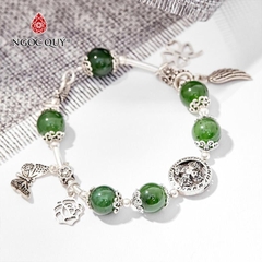 Vòng tay đá Ngọc bích tự nhiên phối charm - Mẫu VC0392 - Ngọc Quý