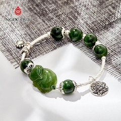Vòng tay đá Ngọc bích tự nhiên phối charm - Mẫu VC0393 - Ngọc Quý
