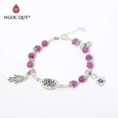 Vòng tay đá Ruby tự nhiên phối charm - Mẫu VC0415 - Ngọc Quý