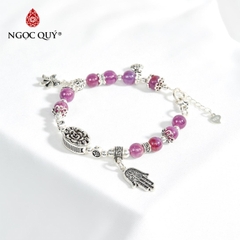 Vòng tay đá Ruby tự nhiên phối charm - Mẫu VC0415 - Ngọc Quý