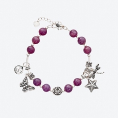 Vòng tay đá Ruby tự nhiên phối charm - Mẫu VC0416 - Ngọc Quý