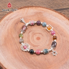 Vòng tay đá Tourmaline tự nhiên phối charm - Mẫu VC0422 - Ngọc Quý