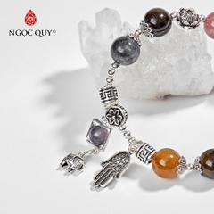 Vòng tay đá Tourmaline tự nhiên phối charm - Mẫu VC0425 - Ngọc Quý