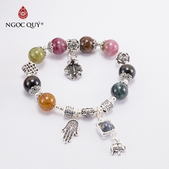 Vòng tay đá Tourmaline tự nhiên phối charm - Mẫu VC0425 - Ngọc Quý