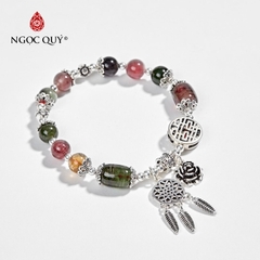 Vòng tay đá Tourmaline tự nhiên phối charm - Mẫu VC0426 - Ngọc Quý