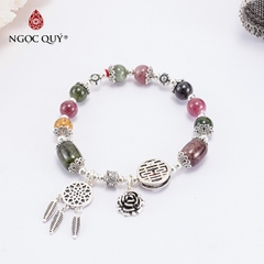 Vòng tay đá Tourmaline tự nhiên phối charm - Mẫu VC0426 - Ngọc Quý