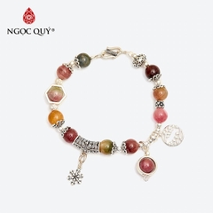 Vòng tay đá Tourmaline tự nhiên phối charm - Mẫu VC0428 - Ngọc Quý