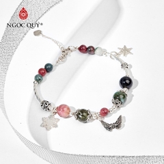 Vòng tay đá Tourmaline tự nhiên phối charm - Mẫu VC0429 - Ngọc Quý