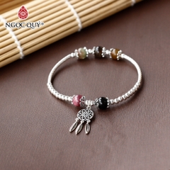 Vòng tay đá Tourmaline tự nhiên phối charm - Mẫu VC0453 - Ngọc Quý