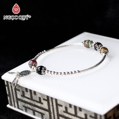 Vòng tay đá Tourmaline tự nhiên phối charm - Mẫu VC0453 - Ngọc Quý