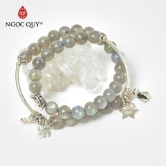 Vòng tay đá Xà cừ tự nhiên phối charm - Mẫu VC0464 - Ngọc Quý