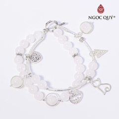 Vòng tay đá Thạch anh tự nhiên phối charm - Mẫu VC0495 - Ngọc Quý