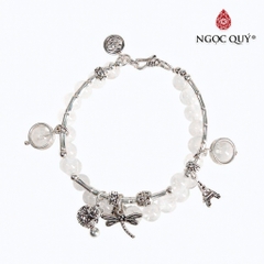 Vòng tay đá Thạch anh tự nhiên phối charm - Mẫu VC0511 - Ngọc Quý