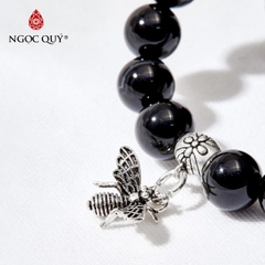 Vòng tay đá Obsidian tự nhiên phối charm - Mẫu VC0726 - Ngọc Quý