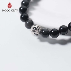 Vòng tay đá Obsidian tự nhiên phối charm - Mẫu VC0741 - Ngọc Quý