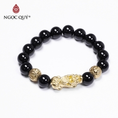 Vòng tay đá Obsidian tự nhiên phối charm - Mẫu VC0744 - Ngọc Quý