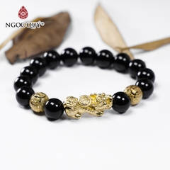 Vòng tay đá Obsidian tự nhiên phối charm - Mẫu VC0744 - Ngọc Quý