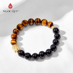 Vòng tay đá Thạch anh mắt hổ tự nhiên phối charm - Mẫu VC0842 - Ngọc Quý
