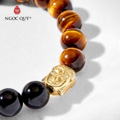 Vòng tay đá Thạch anh mắt hổ tự nhiên phối charm - Mẫu VC0842 - Ngọc Quý