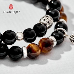 Vòng tay đá Obsidian tự nhiên phối charm - Mẫu VC0871 - Ngọc Quý