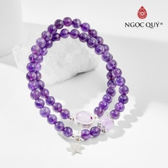 Vòng tay đá Thạch anh tự nhiên phối charm - Mẫu VC0875 - Ngọc Quý