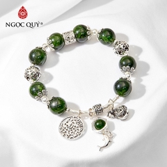 Vòng tay đá Diopside tự nhiên phối charm - Mẫu VC0904 - Ngọc Quý