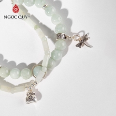 Vòng tay đá Cẩm thạch tự nhiên phối charm - Mẫu VC0907 - Ngọc Quý