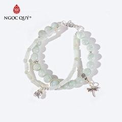 Vòng tay đá Cẩm thạch tự nhiên phối charm - Mẫu VC0907 - Ngọc Quý