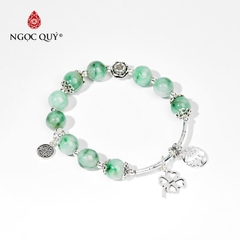 Vòng tay đá Cẩm thạch tự nhiên phối charm - Mẫu VC0910 - Ngọc Quý