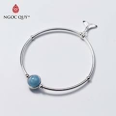Vòng tay đá Aquamarine tự nhiên phối charm - Mẫu VC0933 - Ngọc Quý