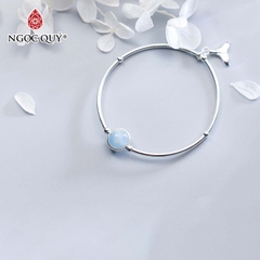 Vòng tay đá Aquamarine tự nhiên phối charm - Mẫu VC0933 - Ngọc Quý