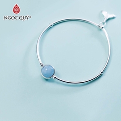 Vòng tay đá Aquamarine tự nhiên phối charm - Mẫu VC0933 - Ngọc Quý