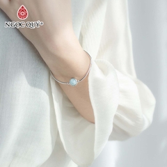 Vòng tay đá Aquamarine tự nhiên phối charm - Mẫu VC0933 - Ngọc Quý