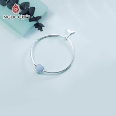 Vòng tay đá Aquamarine tự nhiên phối charm - Mẫu VC0933 - Ngọc Quý