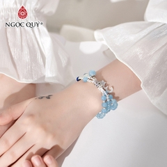 Vòng tay đá Aquamarine tự nhiên phối charm - Mẫu VC0936 - Ngọc Quý