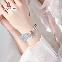 Vòng tay đá Aquamarine tự nhiên phối charm - Mẫu VC0936 - Ngọc Quý